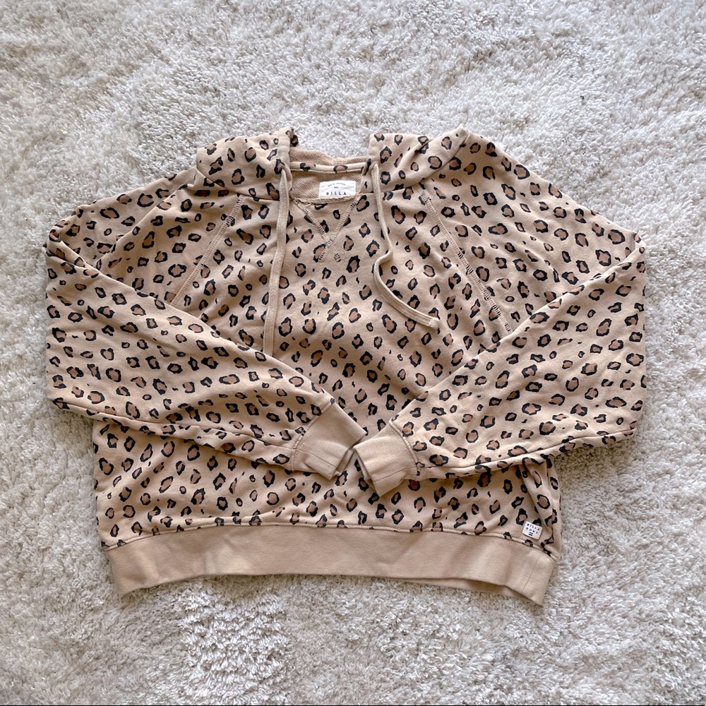Billabong Medium Cropped Cheetah Print Hoodie